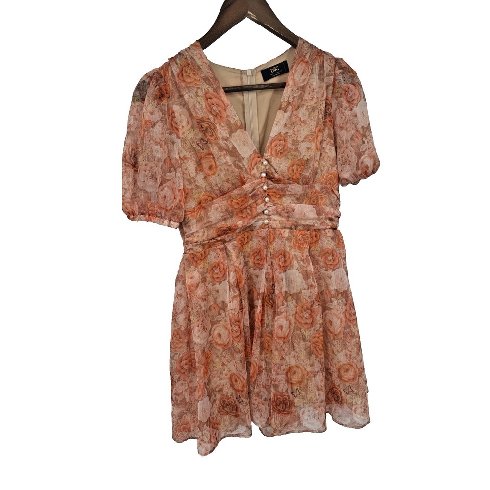 Dolce Vita DVC Floral sheer romper romantic babydoll puff sleeve fairy bloomcore